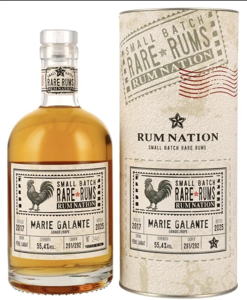 Rum Nation Marie Galante Guadeloupe 2017 2025 7 y 55,4 % vol. 0,7l single Cask strength Rum Fassabfüllung Sonderedition limitiert auf ein Fass rhum