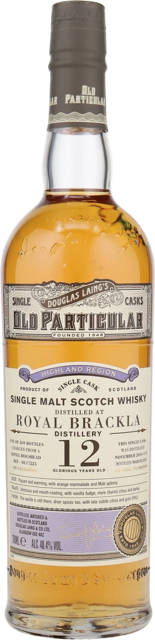 Royal Brackla single cask 2010 12 y Old Particular 48,4% vol. 0,7l Highland Whisky #DL17225