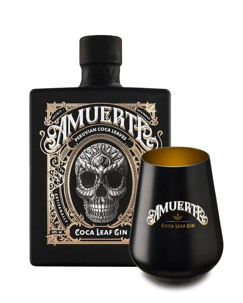 Amuerte Coca Leaf Gin Black Edition inkl. Becher