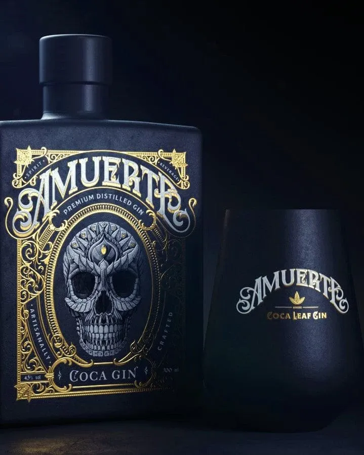 Amuerte Coca Leaf Gin Black Edition inkl. Becher