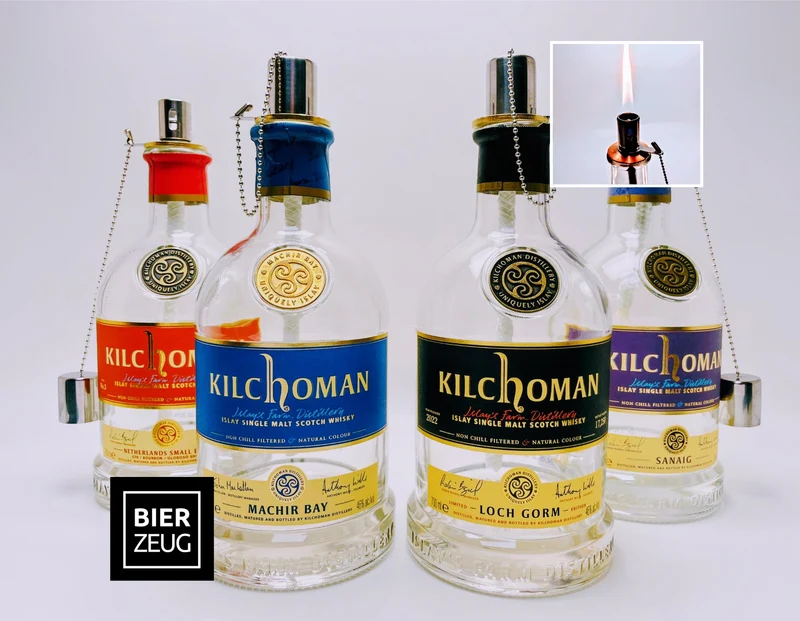 Whisky-Öllampe Kilchoman | Handgemachte Öllampe aus Kilchoma Whiskey Flaschen | Upcycling | Individuell | Geschenk | Schottland | Deko