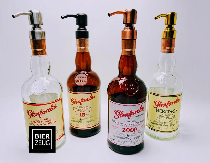 Whisky-Seifenspender Glenfarclas | Upcycling Pumpspender aus Glenfarclas Whiskey Flaschen | Nachfüllbar mit Seife | Bad Deko | Geschenk