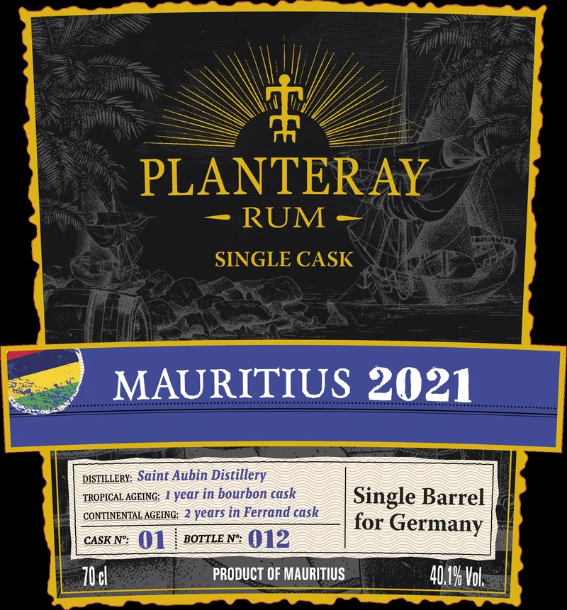 Planteray MAURITIUS 2021 0,7l 40,1% vol. single cask Rum Plantation