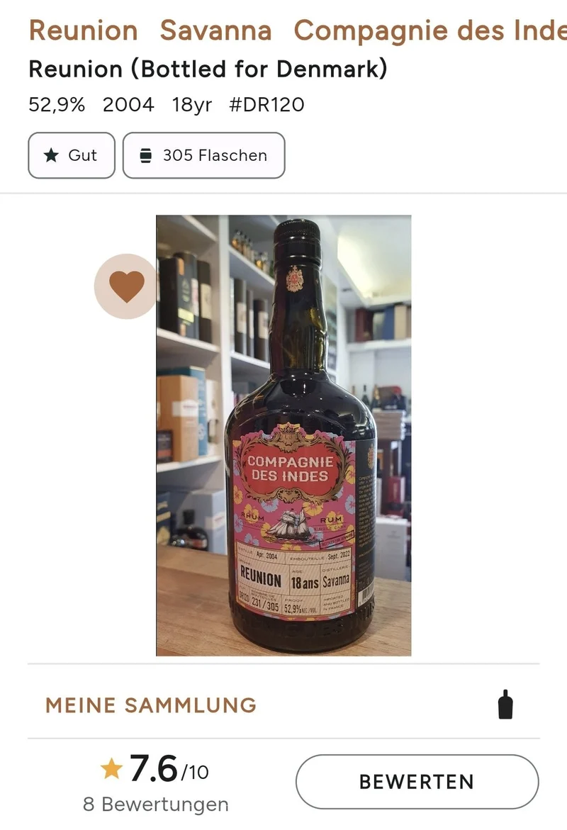 Compagnie des Indes Reunion 2004 2022 Savanna Dis. 18 y cdi Single Cask Rum 52,9% vol. 0,7l Cask strength Fassabfüllung Sonderedition limitiert auf ein Fass