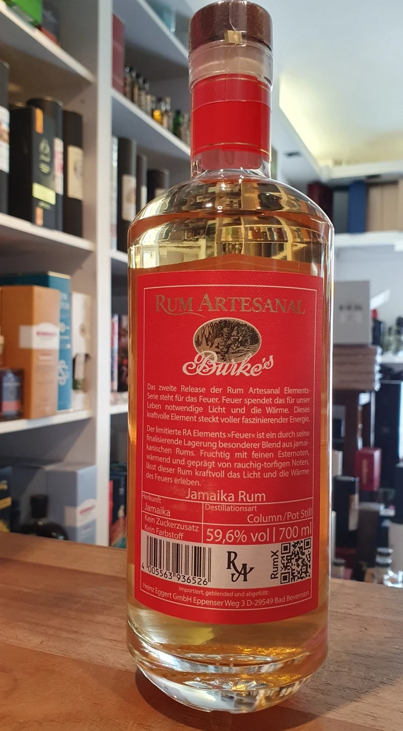 X RA Artesanal Long Pond Hampden Burkes Elements II 2024 Feuer limited 0,7l 59,6% vol. Rum
