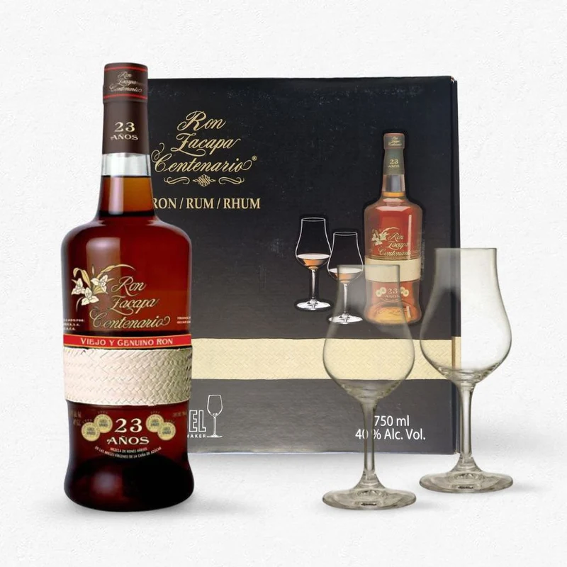 Ron Zacapa Centenario 23 Años Rum Geschenkset mit 2 Riedel Gläsern - Alte Edition 40% 0,75L