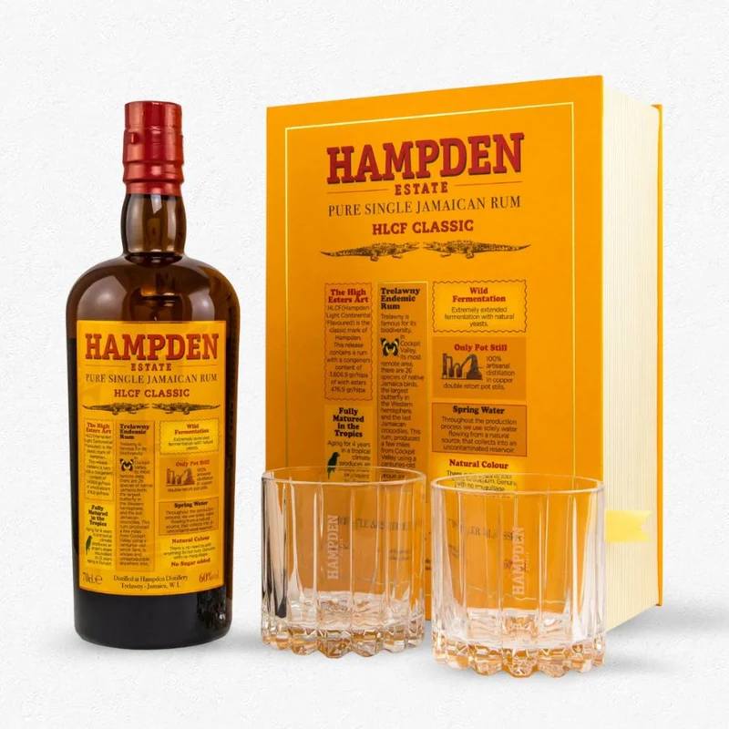 Hampden HLCF Classic Pure Single Jamaican Rum Book Edition inkl. 2 Gläser 60% 0,7L