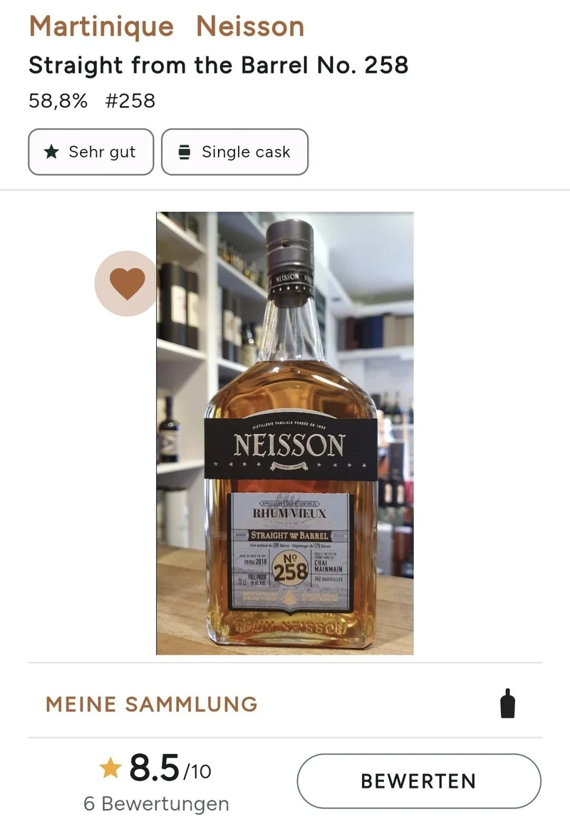 Neisson SFTB 258 58,8% vol. 0,7l in GP Rum Agricole Rhum Martinique AOC