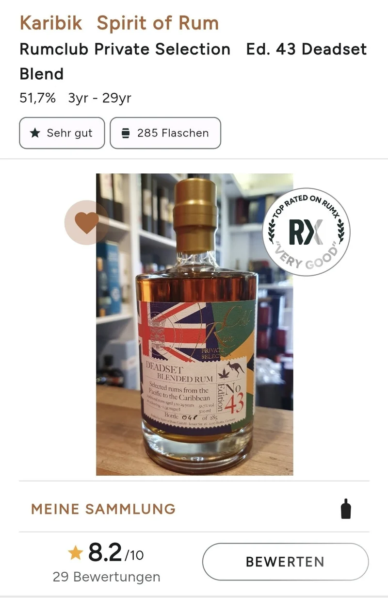 Rumclub Ed. 43 Deadset blend Guyana REV cask 51,7% vol. 0,5l Single cask Rum club