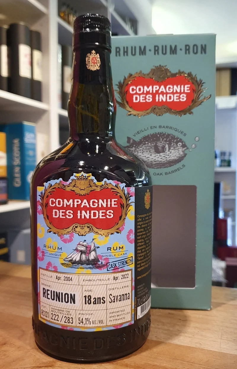 Compagnie des Indes Reunion 2004 2022 Savanna Dis. cdi Single Cask Rum 54,1% vol. 0,7l Cask strength Fassabfüllung Sonderedition limitiert auf ein Fass