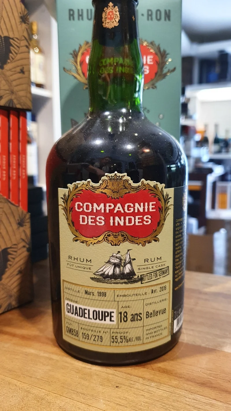 X Compagnie des Indes Guadeloupe Bellevue 18y 1998 2016 bottled for Germany 55,5% vol. 0,7l cdi Single Cask Rum Cask strength Fassabfüllung Sonderedition limitiert