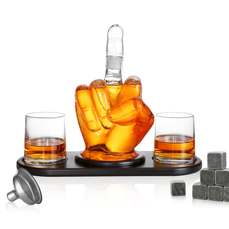 Whisky Mittelfinger Dekanter 6-teiliges Set
