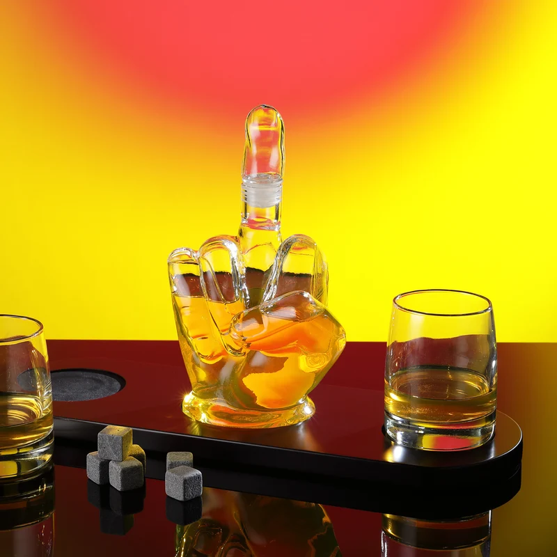 Whisky Mittelfinger Dekanter 6-teiliges Set