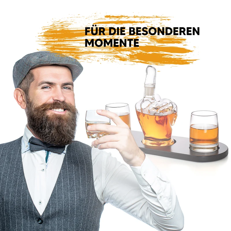 Whisky Mittelfinger Dekanter 6-teiliges Set