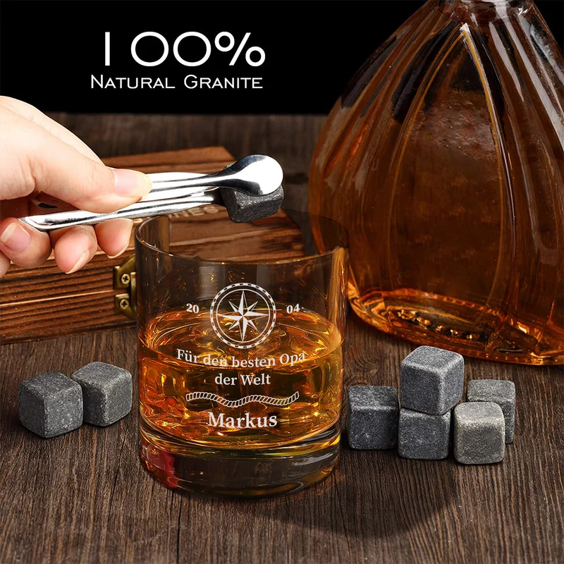 Whisky Steine Set 5-teilig mit Gravur für Opa