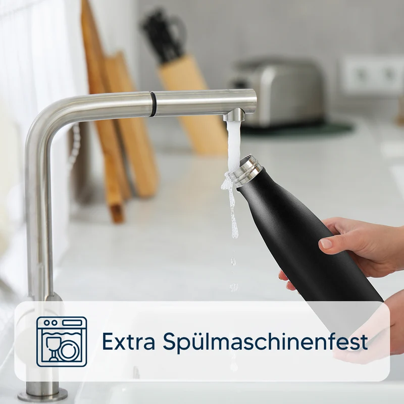 Edelstahl Trinkflasche schwarz mit Wunschgravur