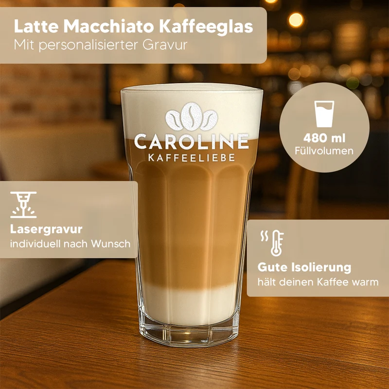 Kaffeeglas 480 ml mit personalisierter Gravur