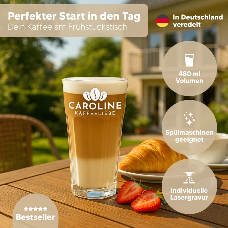 Kaffeeglas 480 ml mit personalisierter Gravur