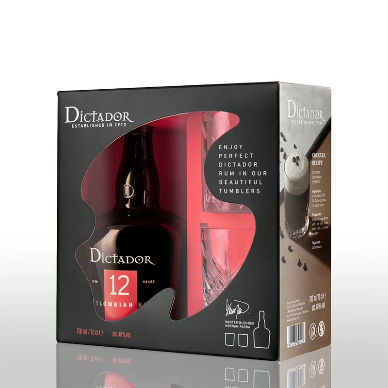 Dictador 12YO Ultra Premium Reserve 40% 0,7L inkl. 2 Kristall-Tumblern – Geschenkset