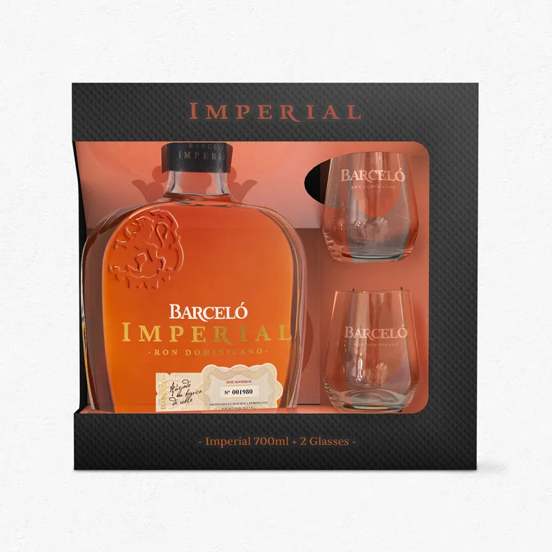 Ron Barceló Imperial 38% 0,7L inkl. 2 Gläsern - Geschenkset