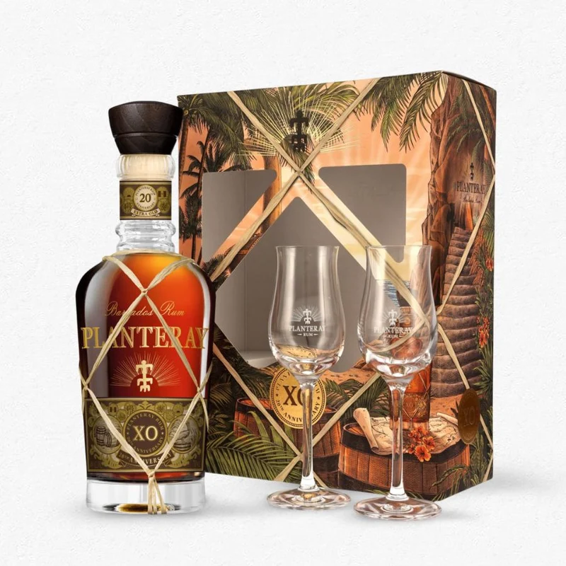 Planteray Barbados Extra Old Rum 20th Anniversary 40% 0,7L Geschenkset mit 2 Gläsern