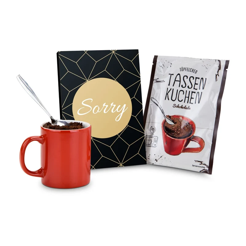 Tassenkuchen Schokolade 70 g, Sorry – Geschenkset