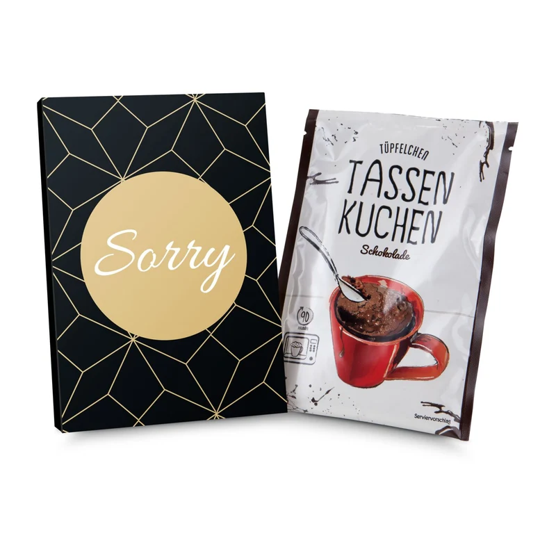 Tassenkuchen Schokolade 70 g, Sorry – Geschenkset