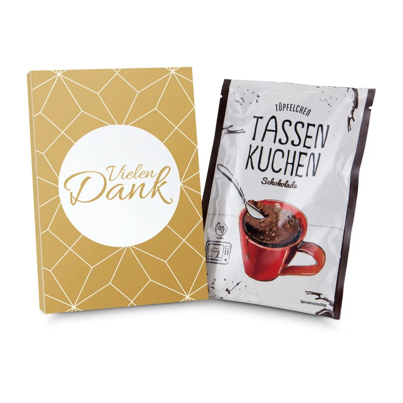 Tassenkuchen Schokolade 70 g, Vielen Dank – Geschenkset