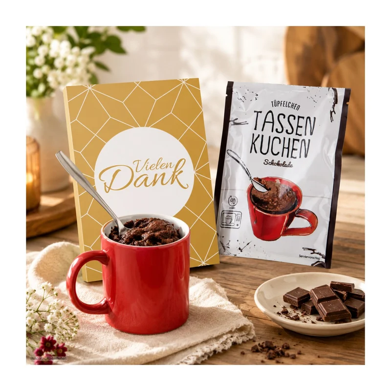 Tassenkuchen Schokolade 70 g, Vielen Dank – Geschenkset