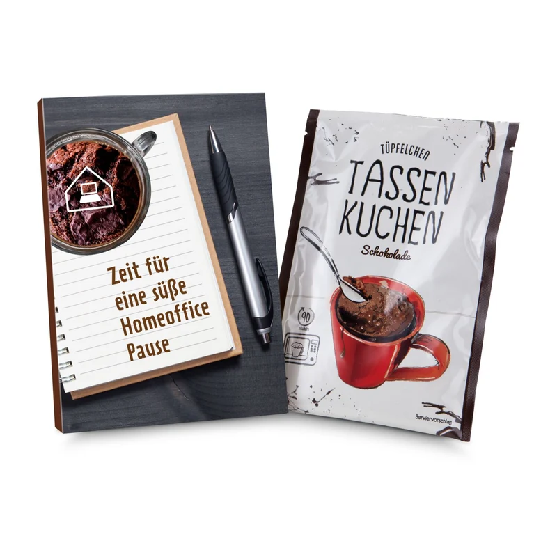 Tassenkuchen Schokolade 70 g, süße Homeoffice Pause – Geschenkset
