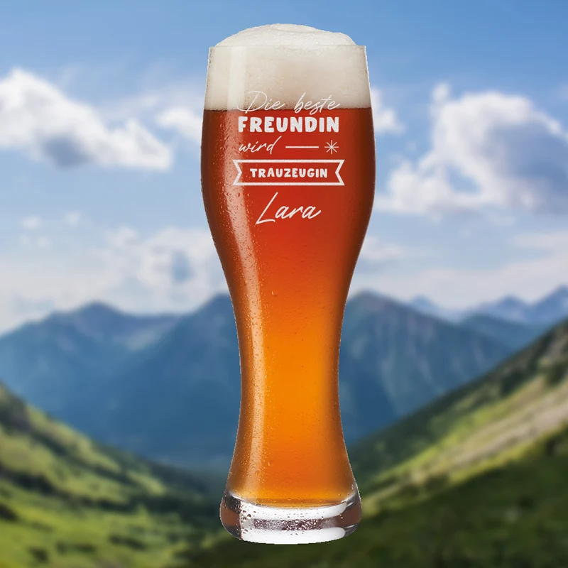 Personalisiertes Weizenglas 0,5 Liter mit Gravur für Freundin