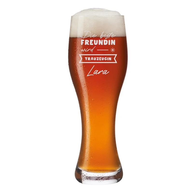Personalisiertes Weizenglas 0,5 Liter mit Gravur für Freundin