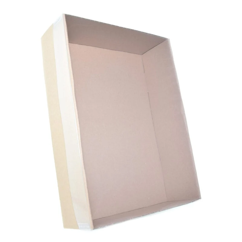 Geschenkkarton M natur mit Klarsichtdeckel 302 x 215 x 80