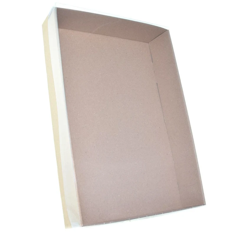 Geschenkkarton L natur mit Klarsichtdeckel 370 x 250 x 60