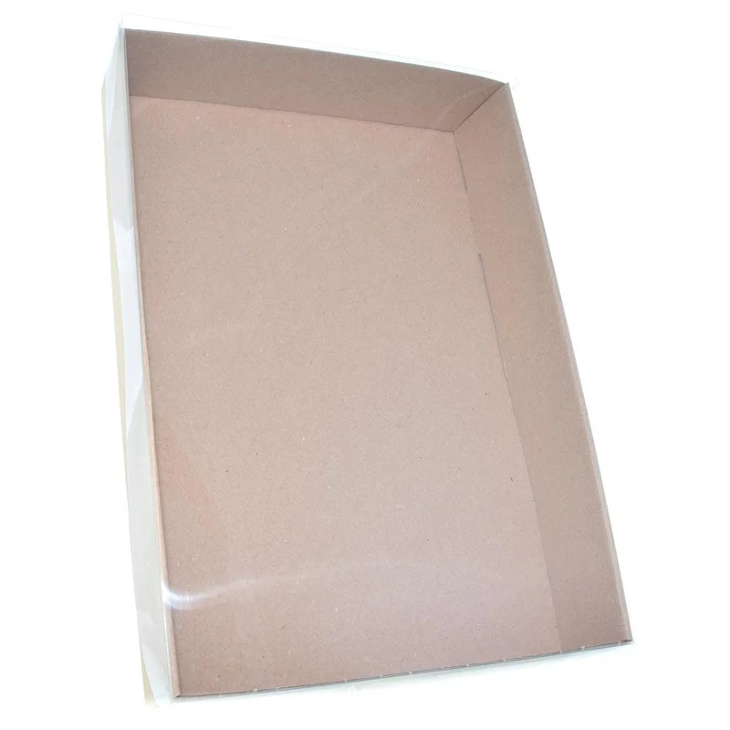 Geschenkkarton L natur mit Klarsichtdeckel 370 x 250 x 60