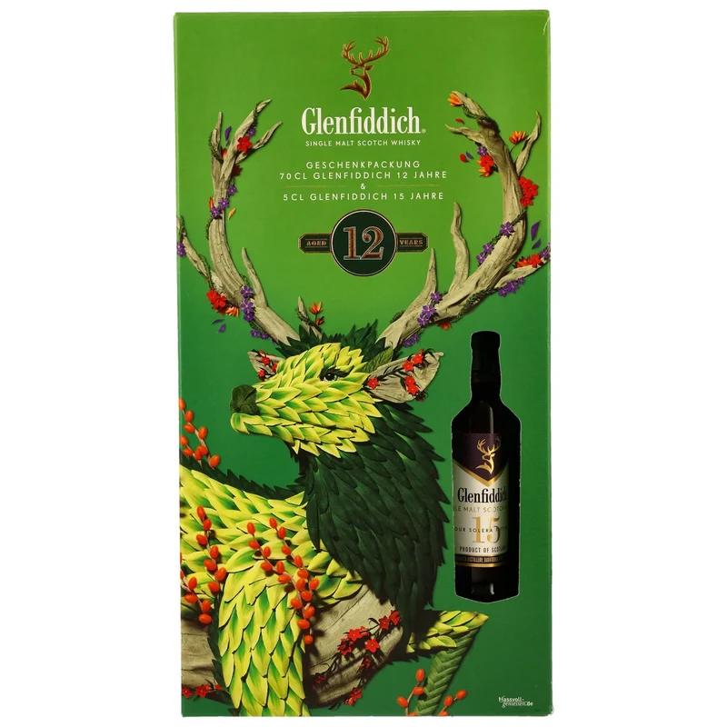 Glenfiddich 12 Jahre Geschenkset mit Glenfiddich 15 Jahre Miniatur