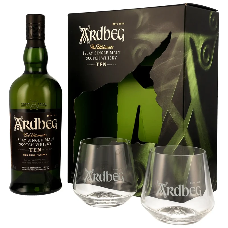 Ardbeg TEN 10 Jahre mit 2 Ardbeg Gläsern