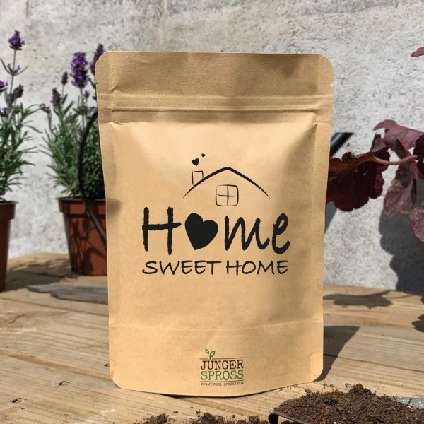 Botschaftsbeutel Home sweet home Geschenk für Umzug & neues zu Hause mit frischem Basilikum
