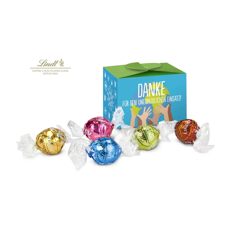 Lindt süßes Danke - Pralinenschachtel mit Globus – Geschenkset