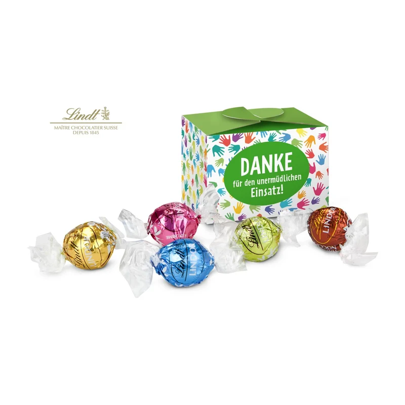 Lindt süßes Danke - Pralinenschachtel mit bunten Händen – Geschenkset