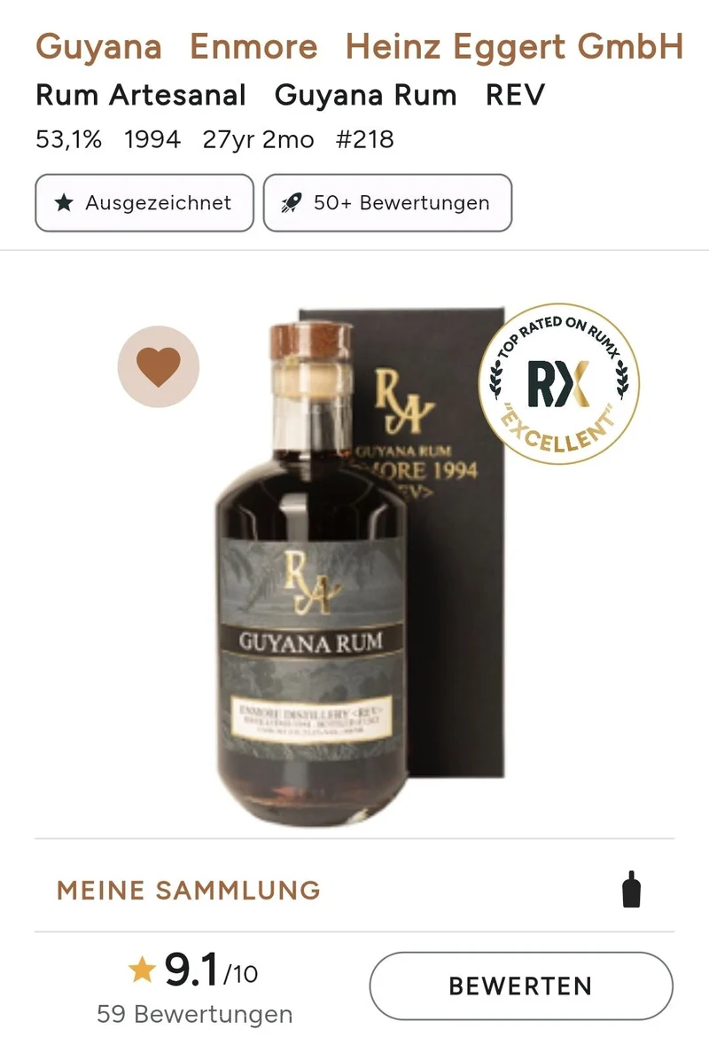 RA Enmore 1994 2021 25y Guyana Distillery mark rev 0,5l 53,1% vol. #218 rum Artesanal