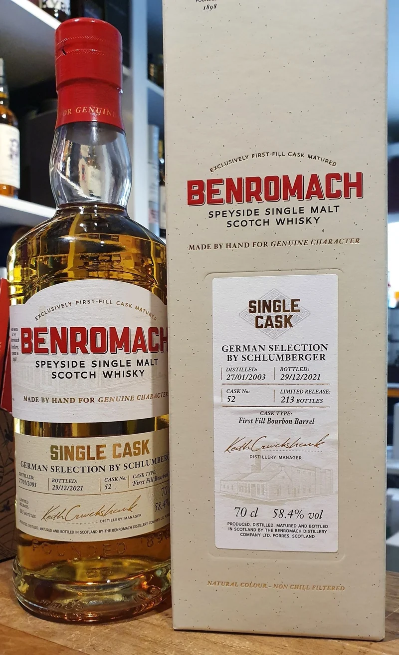 x Benromach Single cask 2003 2021 #52 German selection 0,7l 58,4% vol. Whisky