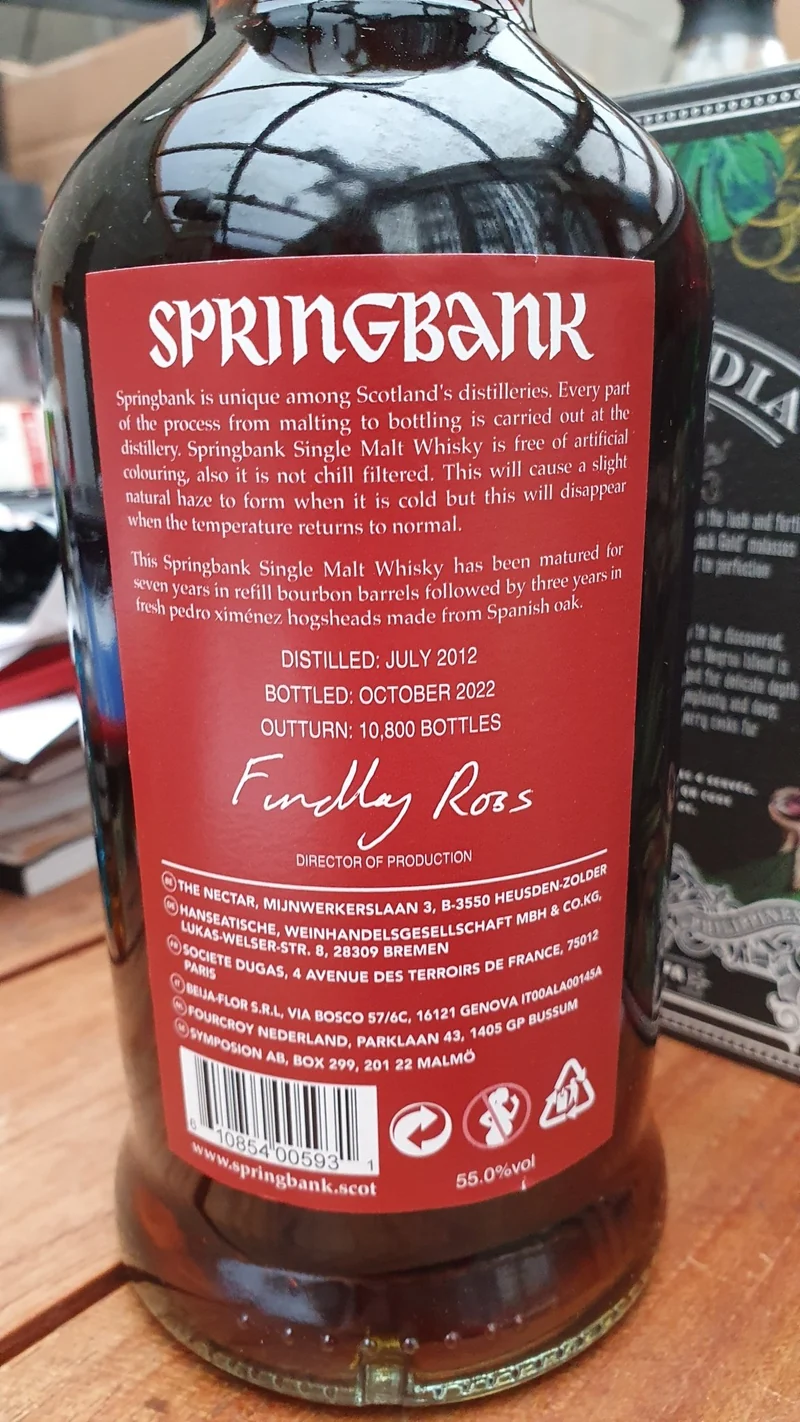 X Springbank 10y Sherry PX o.Dose 0,7l 55% vol. Schottland Campbeltown