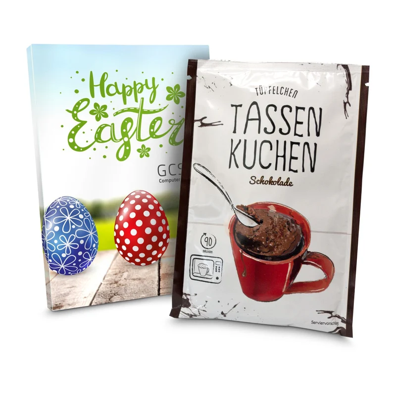 Oster-Tassenkuchen Schokolade (Backmischung 70 g) – Geschenkset