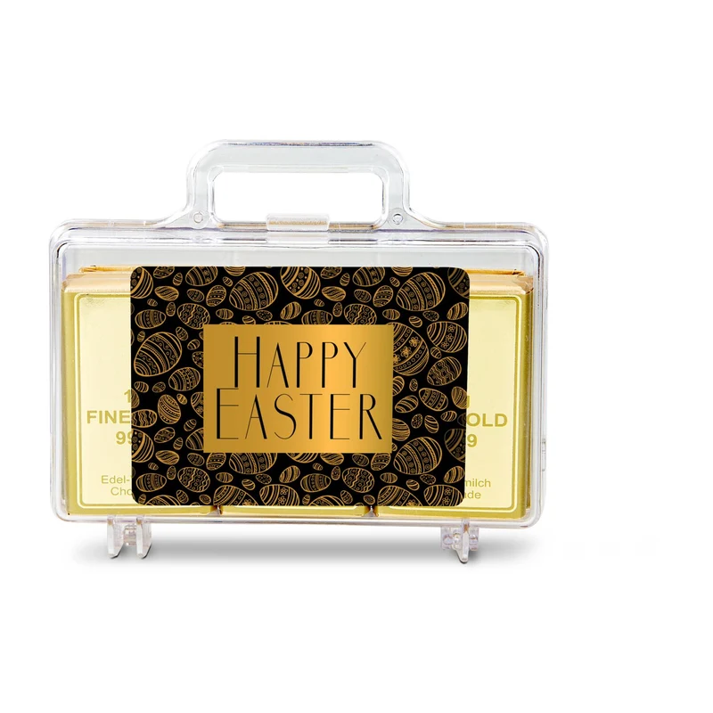 Frohe Ostern Goldkoffer mit 12 Goldbarren – Geschenkset