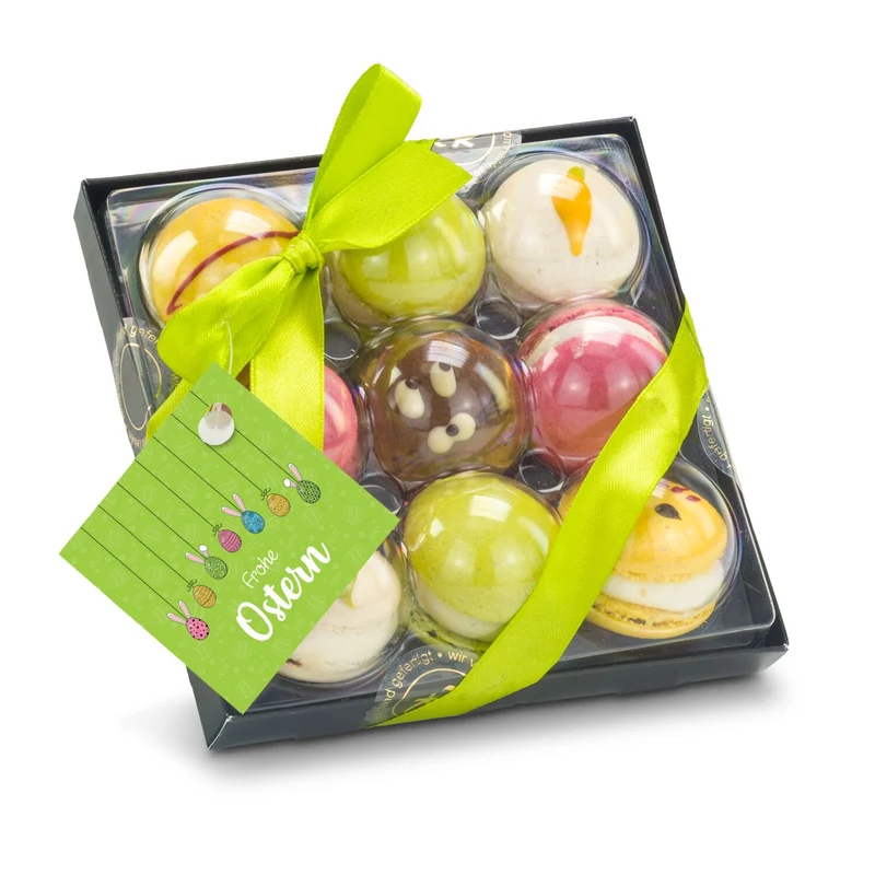 Bunte Oster-Macarons, 90 g – Geschenkset