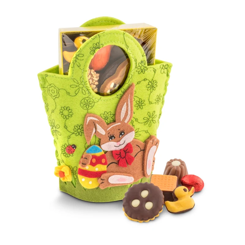 Filztasche Hase, Ostergebäckmischung 200 g – Geschenkset