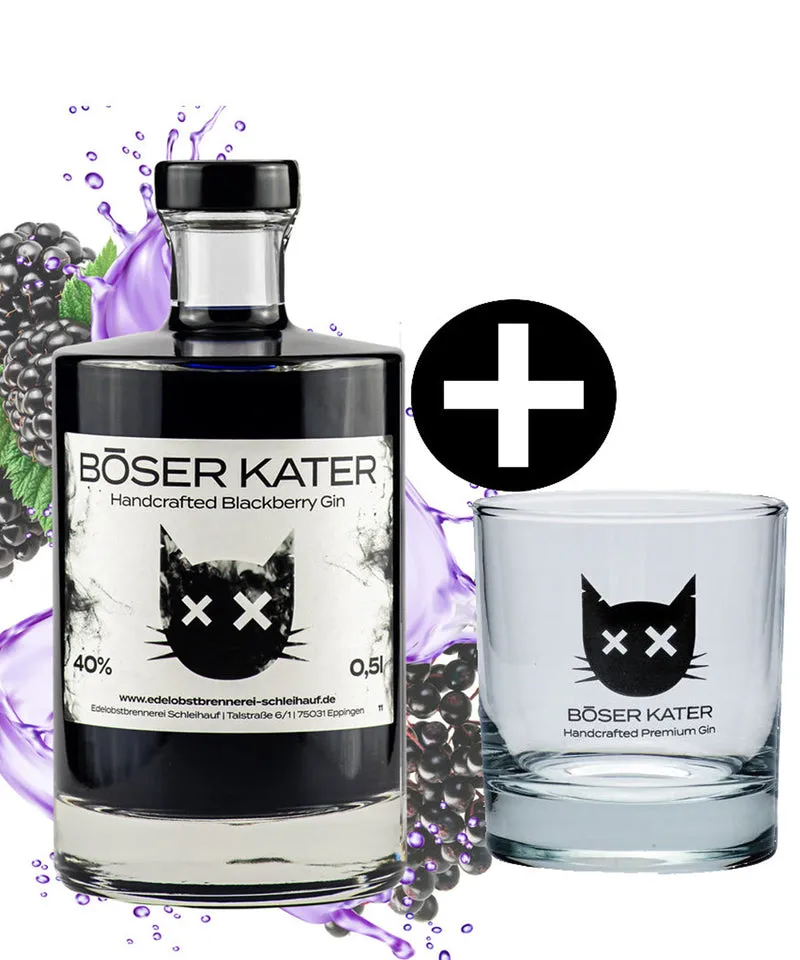 Böser Kater Blackberry inklusive Glas