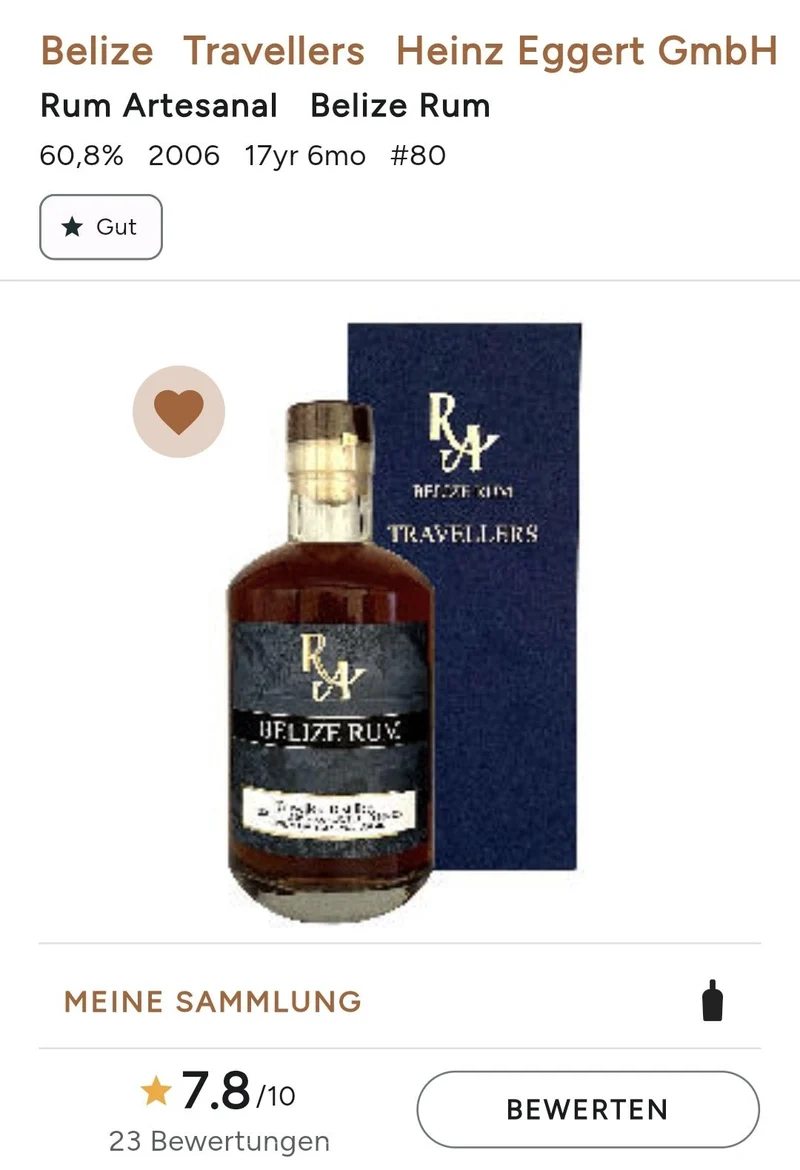 RA Belize 2006 Travellers 0,5l 60,8% vol. #80 single cask Rum Artesanal