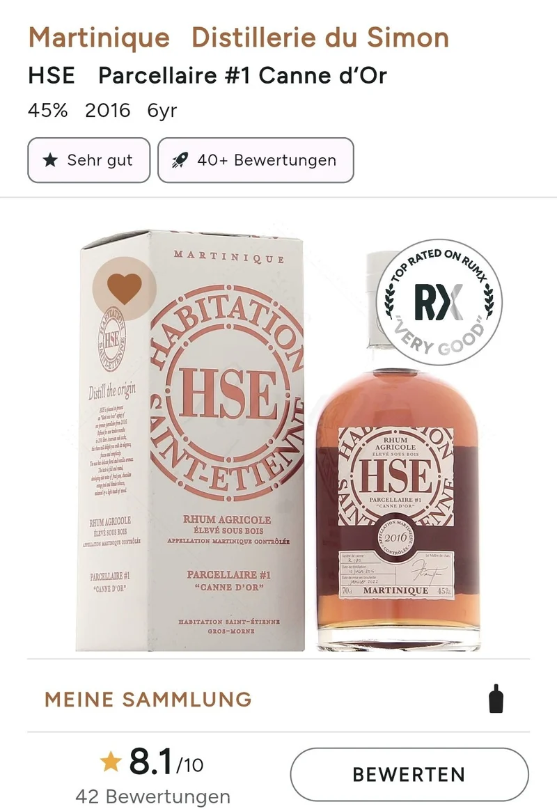 X HSE 2016 Eleve Sous Bois Parcellaire #1 braun Agricole Rum 45% vol. 0,7l Rhum